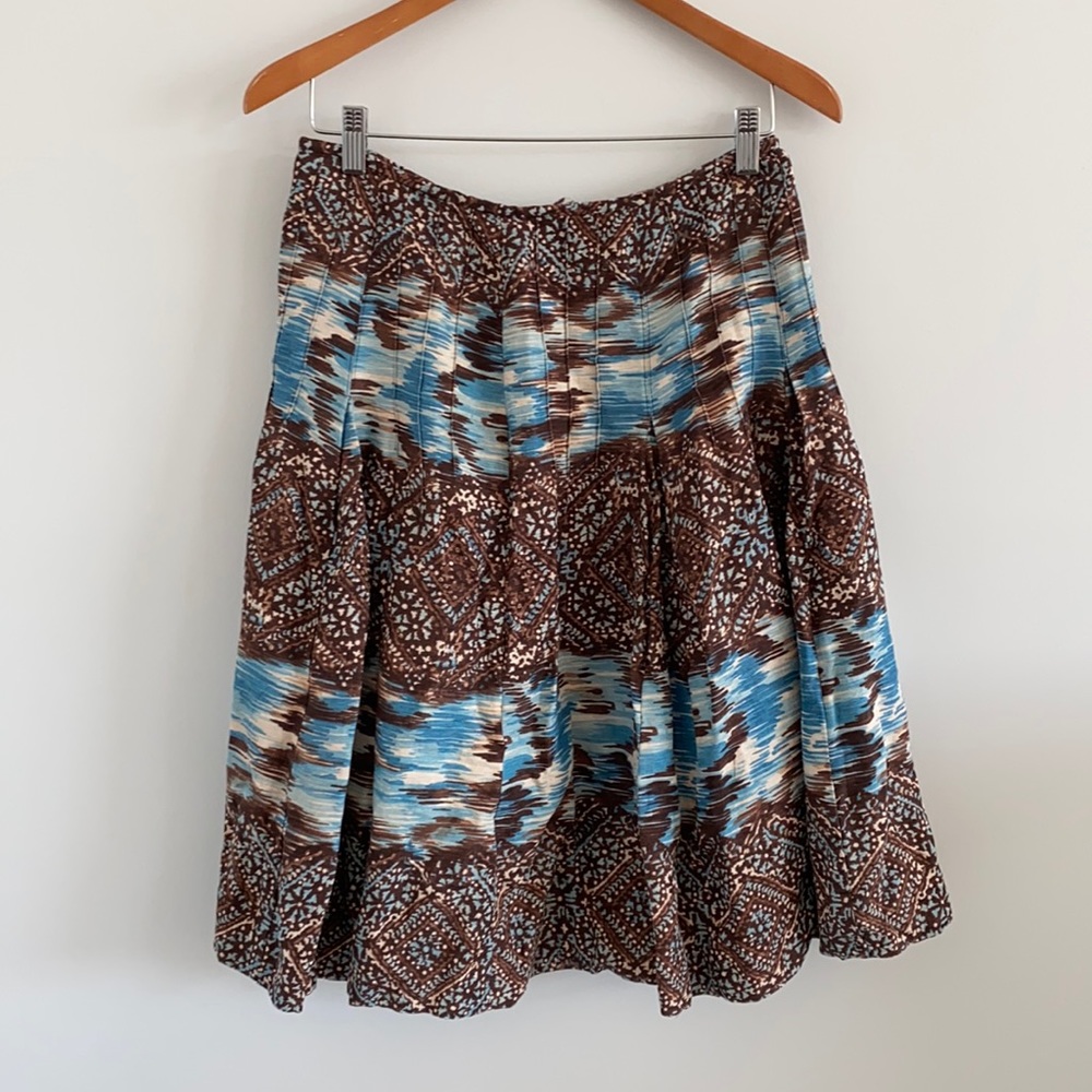 Nine West skirt brown and blue silk linen blend